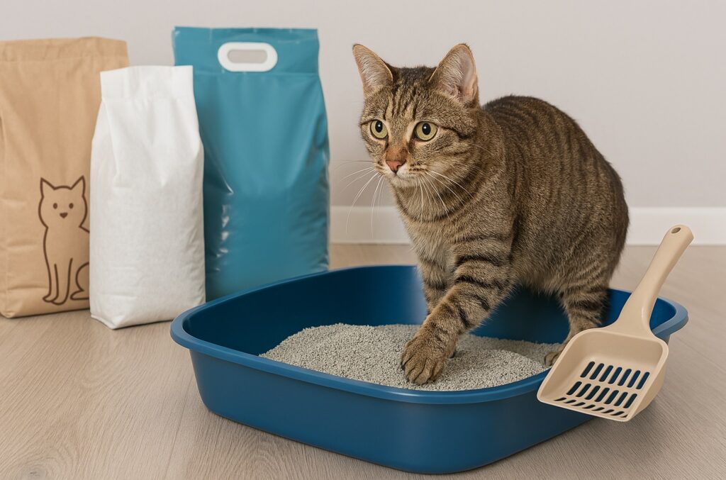 cat sitting in Safest cat litter img