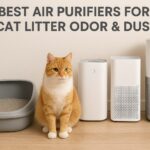 cat sitting with teh air purifiers