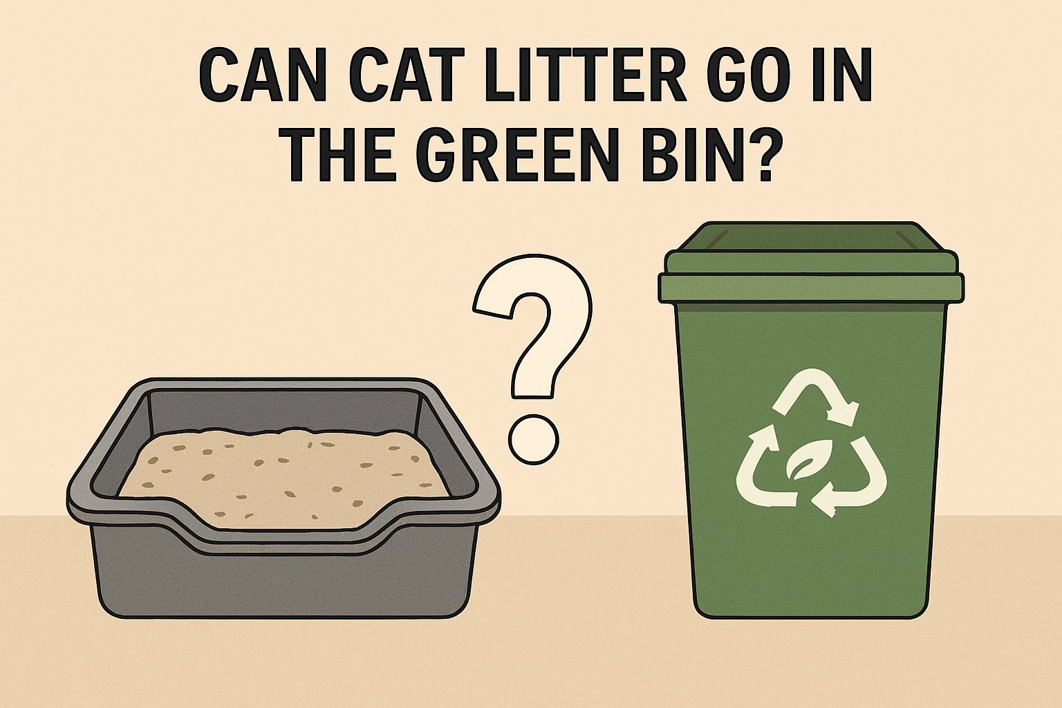 image illustrating can Cat Litter Go in the Green Bin with green bin litter and cat