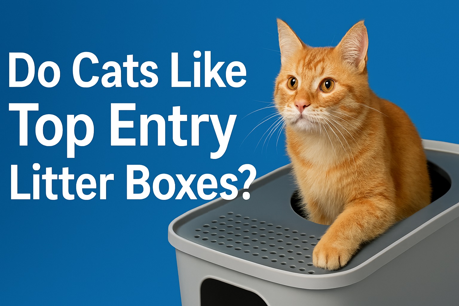 Do Cats Like Top Entry Litter Boxes cat is jumping out from top entry litter box img