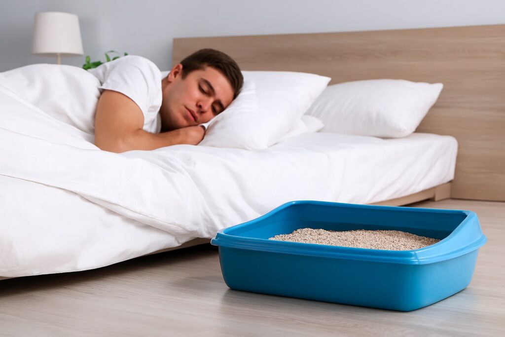 Is it safe to sleep with a litter box in the bedroom IMAGE