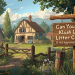 A cat sitting near a toilet while a litter scoop holds clumping litter — showing the risks of flushing kitty litter clumps down the drain.